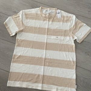 American Eagle Striped Beige and White Men's Shirt